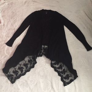 long black cardigan with lace